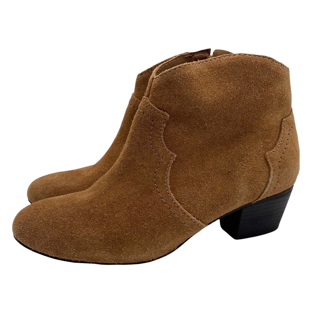Schutz Abiha Tan Suede Leather Zip Block Heel Western Boot Bootie Size 6 - Picture 11 of 11